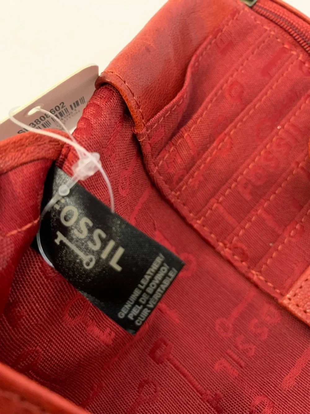 Fossil Red Scarlet Leather Penelope Wallet clutch with Robot Applique New NWT - Picture 10 of 16